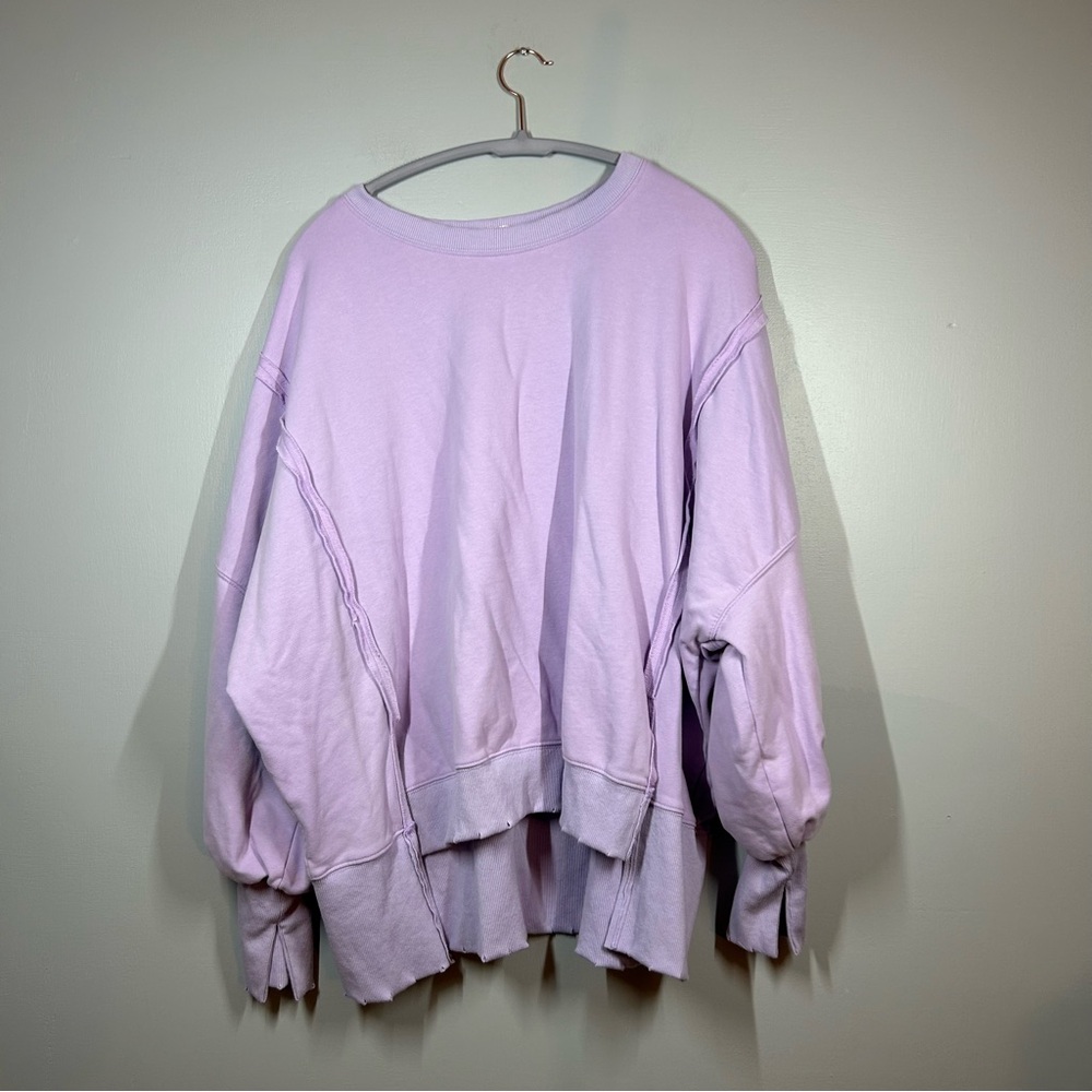 Fantastic fawn lilac over sized distressed tunic crewneck sweater size small